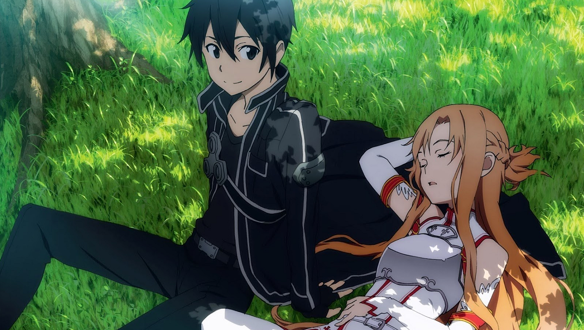 Kirito em Sword Art Online durante batalha em Aincrad